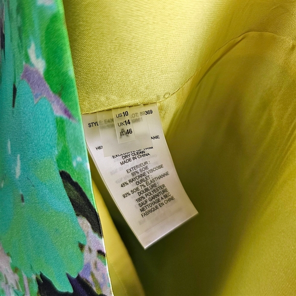 Elie Tahari Silk Blend Iridescent Teal and Green Sleeveless Sheath Dress Sz 10 - Picture 15 of 16